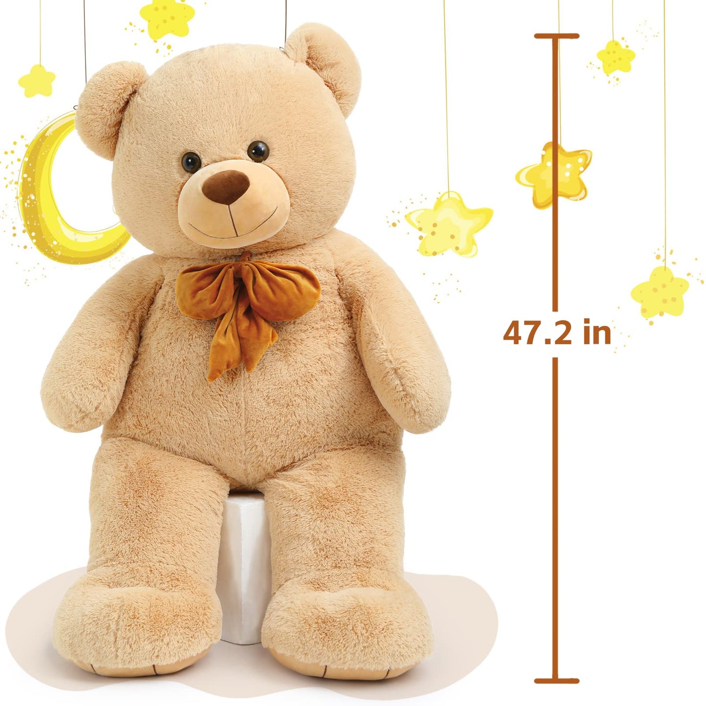 Tezituor Giant Teddy Bear  4 Feet Soft Big Stuffed Animal Life Size 47 Inch Plush Bear Toy Valentine's Christmas Birthday Gift for Girlfriend Kids Brown