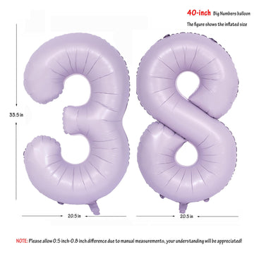 40 In Matte Purple Number Balloons Helium Foil Mylar Balloon Birthday Party Banquet Decoration Digital 38
