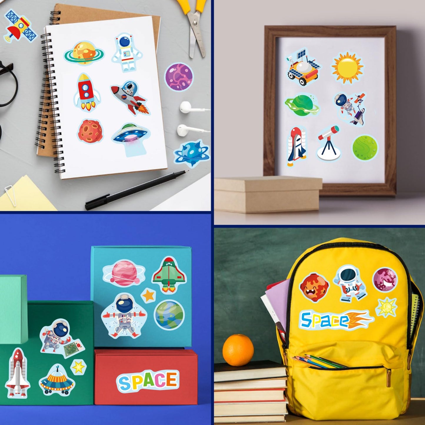 24 Sheets Space Themed Sticker Set - 8 Planets, Astronauts, Spaceships, And Rockets Explore Space Stickers For Kids Outer Space