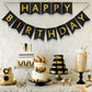 Litaus, Black Gold Happy Birthday Banner - Pre-Strung, 9 Ft, No Diy | Birthday Decorations | Happy Birthday Sign For Birthday De