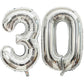 40 Inch Silver 30 Number Balloons Giant Jumbo Huge 30 Foil Mylar Helium Number Digital Balloons Silver Birthday Mylar Digital Ba