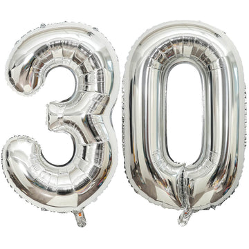 40 Inch Silver 30 Number Balloons Giant Jumbo Huge 30 Foil Mylar Helium Number Digital Balloons Silver Birthday Mylar Digital Ba