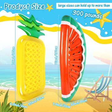 Libima 2 Pcs Giant Pool Floats Large Fruit Food Float Inflatable Pineapple Eggplant Watermelon Ice Lolly Cupcake Pizza Hot Dog F