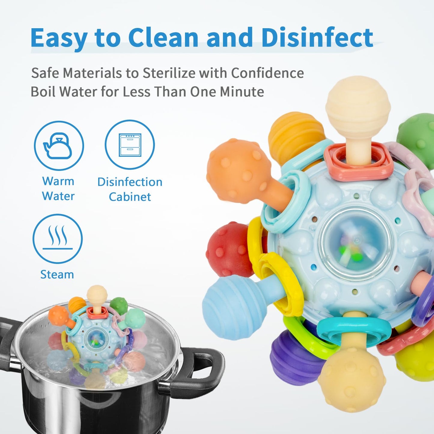 Accevo Baby Teething Toys Silicone Baby Teether Toys For 6-12 Months Chew Toys For Sucking Needs, Baby Teether For Soothing Sore