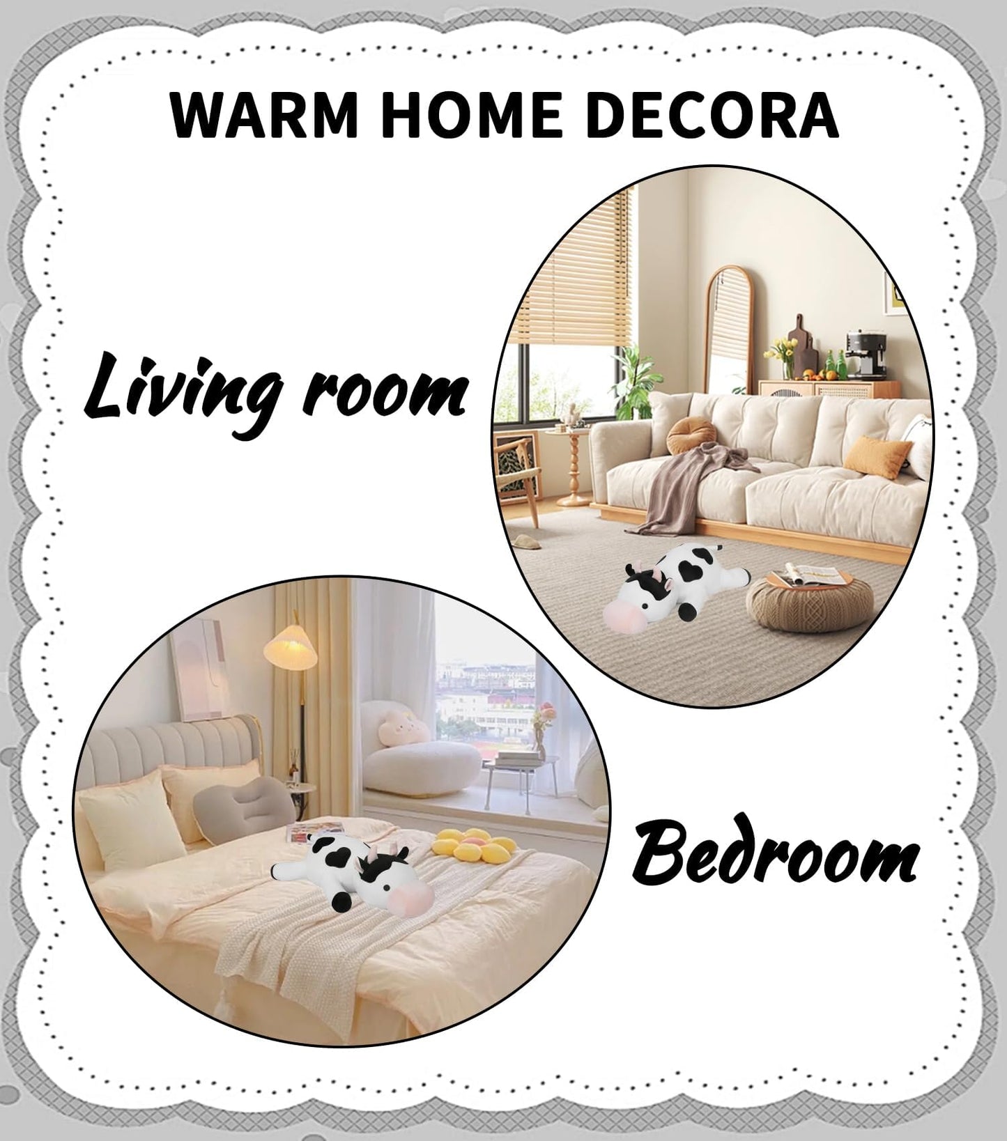 Florviv Weighted Cow Stuffed Animals Weighted Plush Toy 24'' 4.2Lb Cute Cow Hugging Dolls Plushies Pillows For Boys And Girls (W