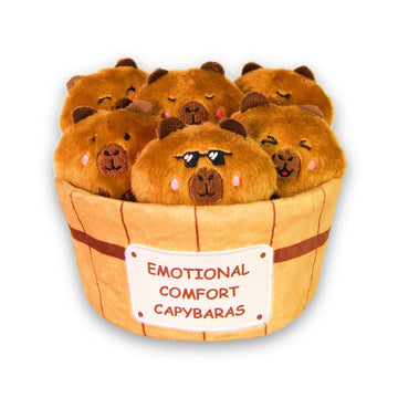 Inspirational Emotional Support Capybara Plush Toy, 6 Cute Stuffed Capybaras Soak in 1 Plush Bathtub, Funny Stuffed Animal Gift 