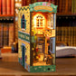 Diy Book Nook Kit, Diy Dollhouse 3D Wooden Puzzles Booknook Bookshelf,Bookends Model Build-Creativity Kit, Light Up Tiny Miniatu