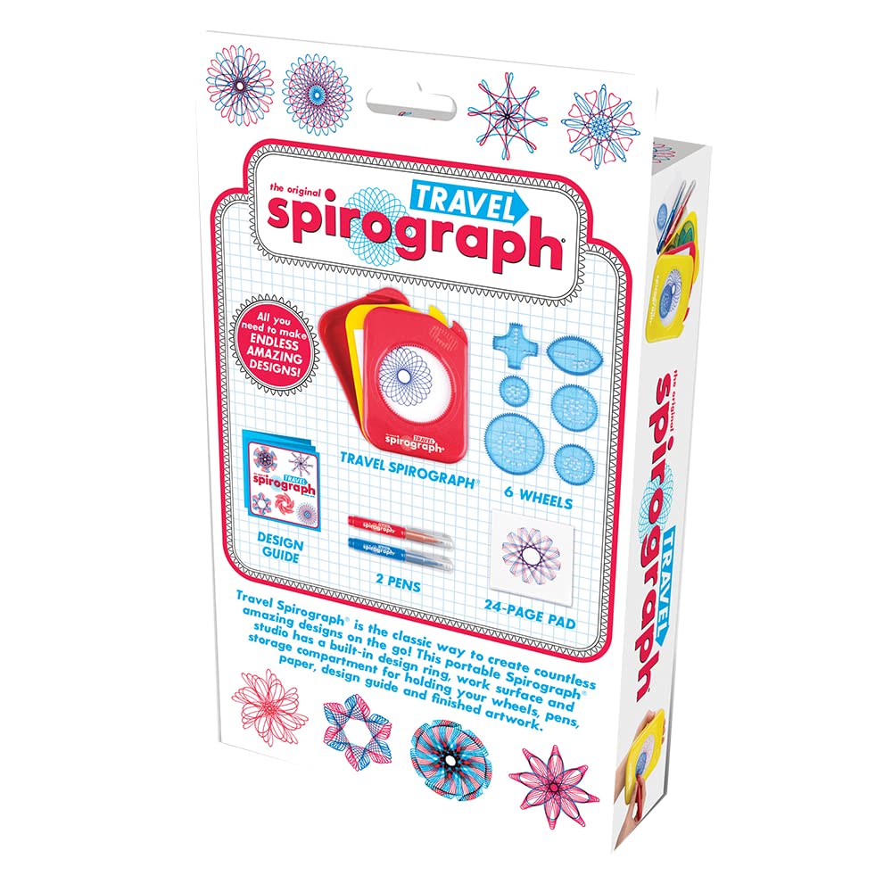 Spirograph Travel Set, 11 Piece Plastic Art Kit, Multi Color, Model 01020