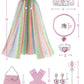 Sabbenia Princess Cape Set For Little Girl Dress Up,11Pcs Princess Cape Cosplay Christmas Halloween Birthday Gift 3-8Y (Rainbow)
