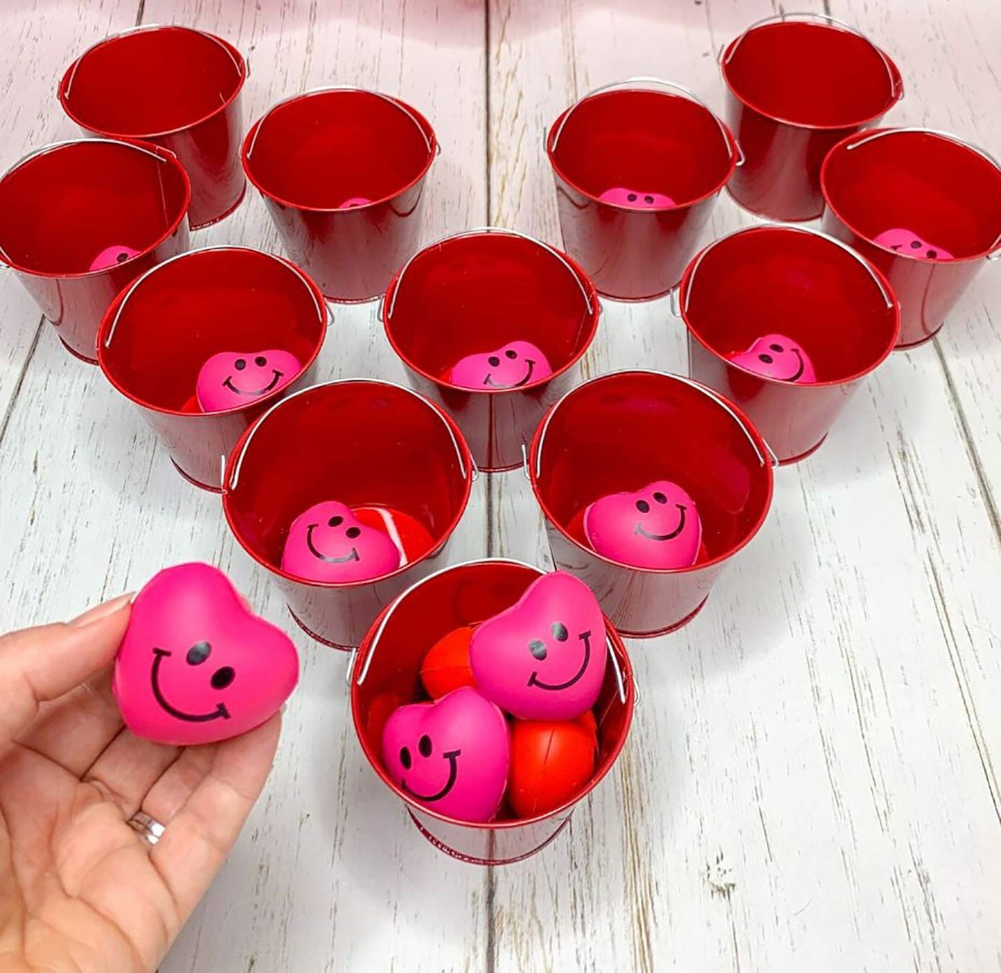 4E'S Novelty Heart Stress Balls Bulk 48 Pack - Valentines Squishies - For Class Valentines Party Favors For Kids, Valentines Day