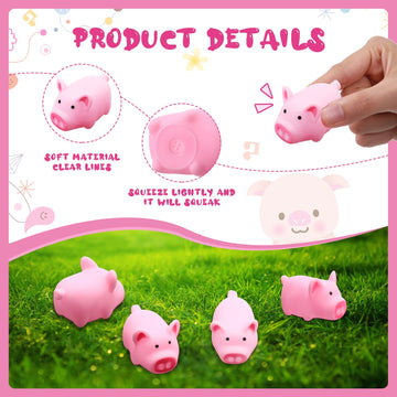 100 Pcs Rubber Pig Bath Toy Bulk Mini Pig Toys Pink Piggy Bathtub Toys Float Squeak Toys For Baby Shower Halloween Christmas Party Birthday Gift, 2.25 X 1.5 X 1.5 Inches
