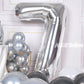 Aule 40 Inch Big Silver 7 Balloon Number Large Foil Helium Number Balloons 0-9 Jumbo Giant Happy 7Th Birthday Party Decorations