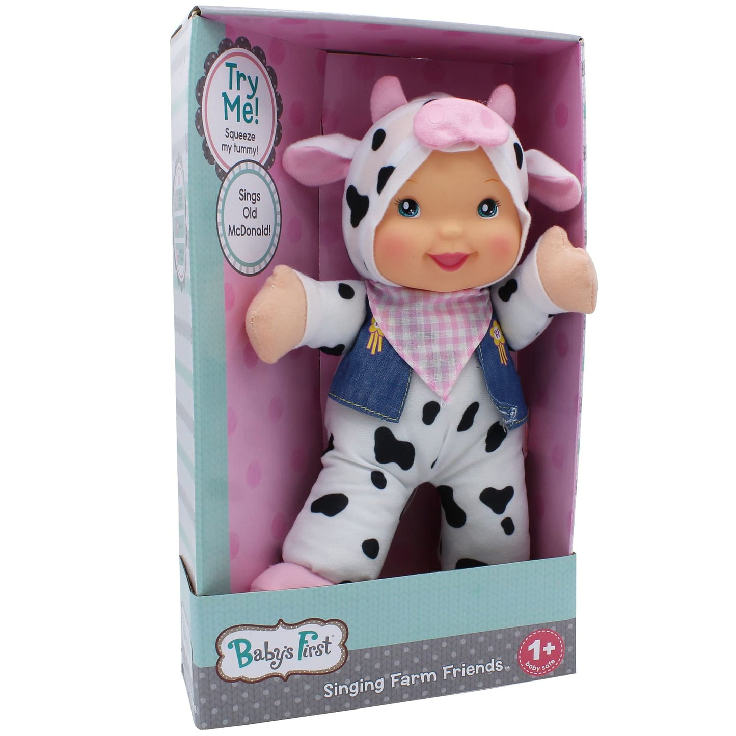 Baby'S First 12' Farm Animal Friends Cow Soft & Cuddly Singing Musical Doll, Sings Old Mcdonald Had A Farm