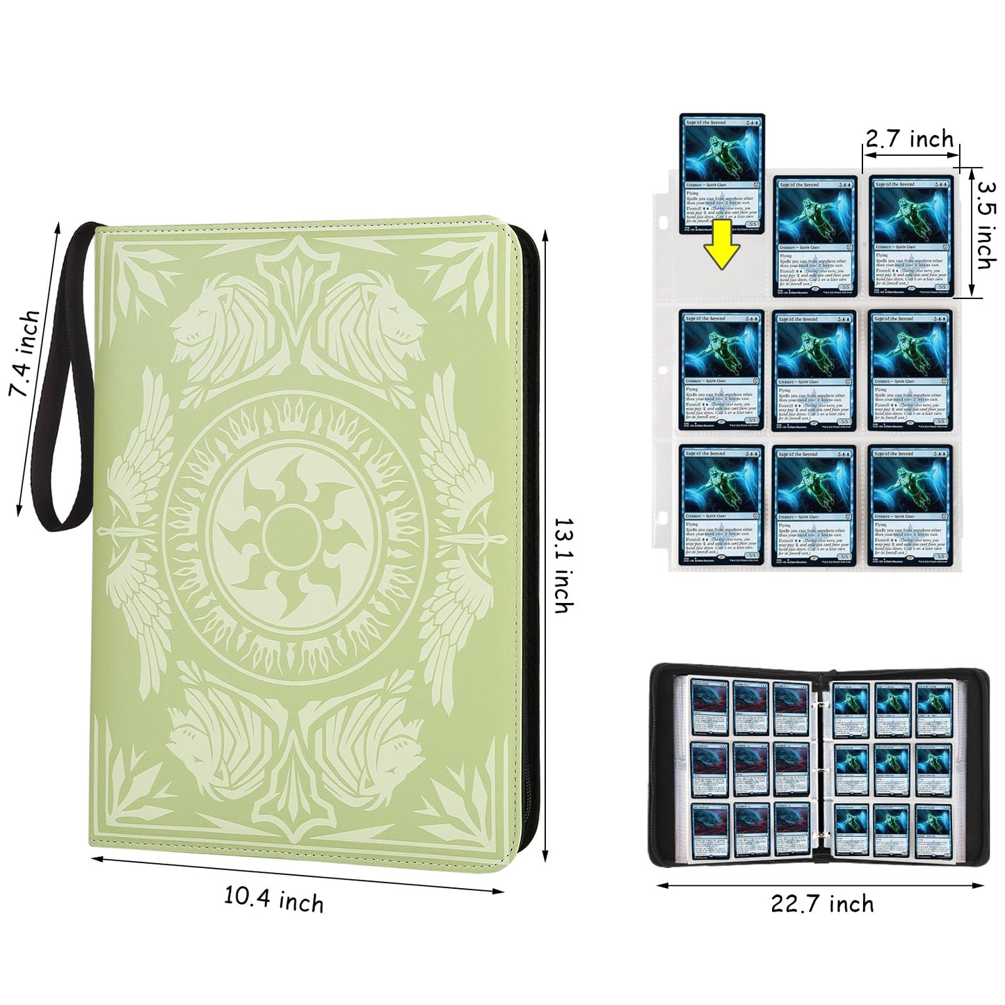 MTGPRO 9-Pocket Card Binder for MTG 720 Double Sided Pocket PU Trading Collection Binder enhanced Collector Card Album for MTG TCG Yugioh Game Cards (Yellow)