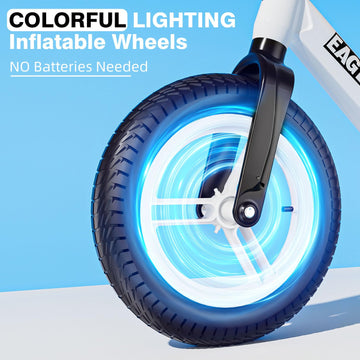 Eaglestone Toddler Balance Bike 2 Year Old, Colorful Lighting Toddler Bike With Inflatable Tires And Adjustable Seat, Lightweight For 2-5 Year Old Boys & Girls, Birthday Gift, White