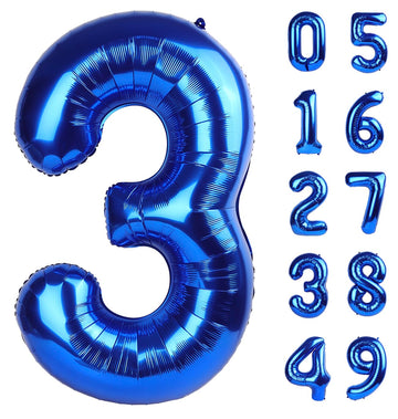 Large Navy Blue 3 Number Balloon 40 Inch, 3 Three Wednesday Birthday Balloons,3Rd 13 30 31 33 53 Birthday Party Decorations, Blu