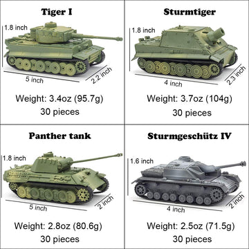 Kvvdi 4 Sets Upgrade 3D Puzzles Plastic Model Toy Tank Kit for mature-themeds  Military Tiger Tank Model  enhanced Scale Model Tanks Kits Collection