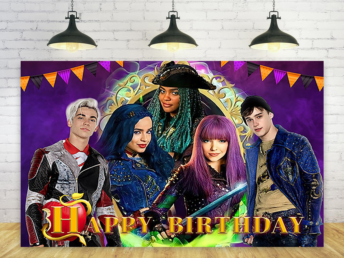 Purple Descendants Backdrop for Birthday Party Decorations Background for Party Cake Table Decorations Descendants Theme Banner 