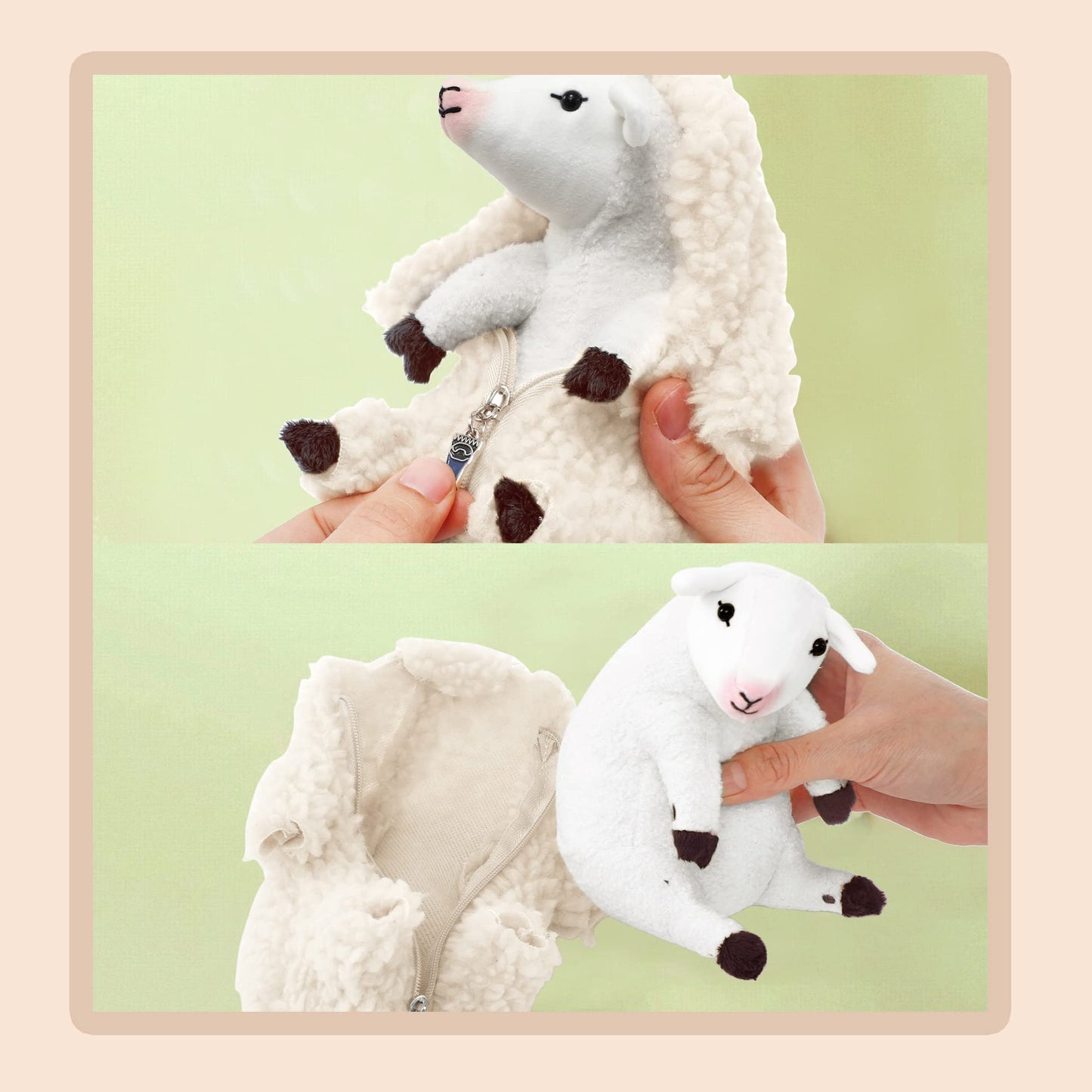 AGRIMONY Cute White Shaved Sheep Plush Toy - Small Kawaii Lamb Stuffed Animal for Kids, Teens & Women - Perfect Gift for Valentine's Day & Easter