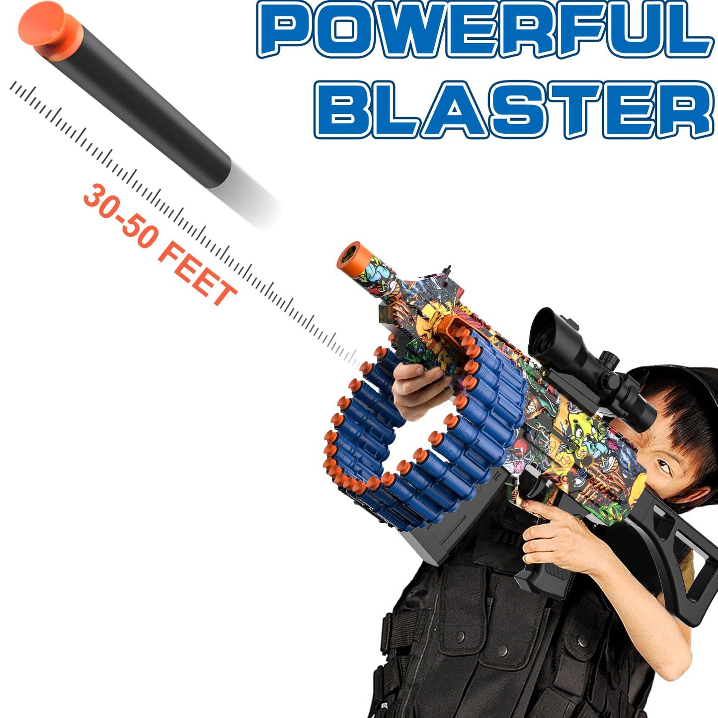 Electric Automatic Toy  JakMean Toy with 30 Dart Clips and 100 Foam Darts  Outdoor Shooting Games Toys for 6-12 Year Old Boys & Girls mature-themeds  Presents for Birthday Xmas  Scrawl