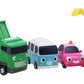 Tayo the Little Bus Mini Cars Set 2 - Special Friends Series, Small, Plastic, Green/Pink/Yellow