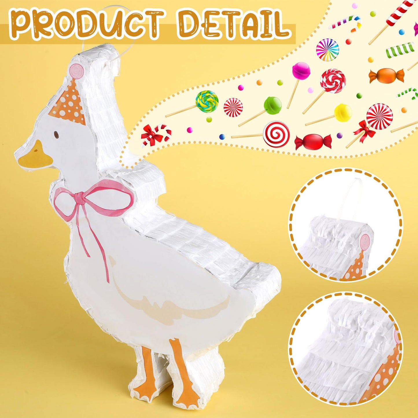 Glimin One Silly Goose Birthday Party Decor Piata with Stick, Blindfold and Confetti for Pink Silly Goose Theme Birthday Party B