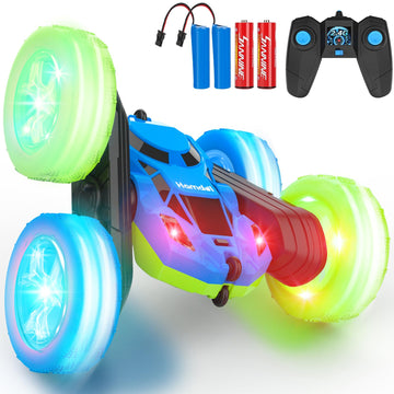 Remote Control Car for Kids RC Stunt Cars with Cool Wheel Lights 360 Rotating Boys Toys for Ages 6 7 8 9 10-12 Kids Gift Ideal(B