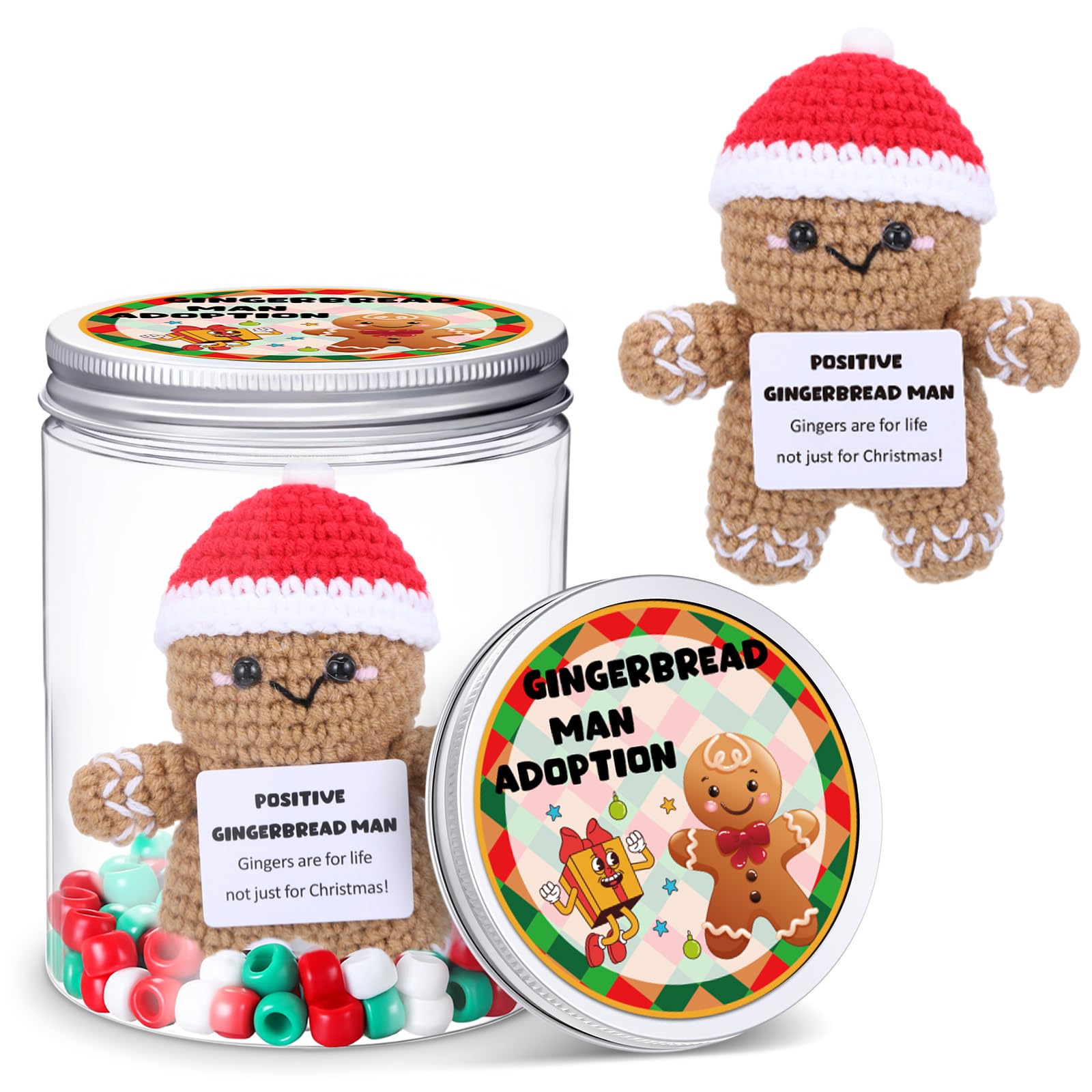 Suncalla Christmas Basket Stuffers Adopt Gingerbread Man Positive Christmas Crochet Gift Handmade Knitting Party Doll Gift Suppl