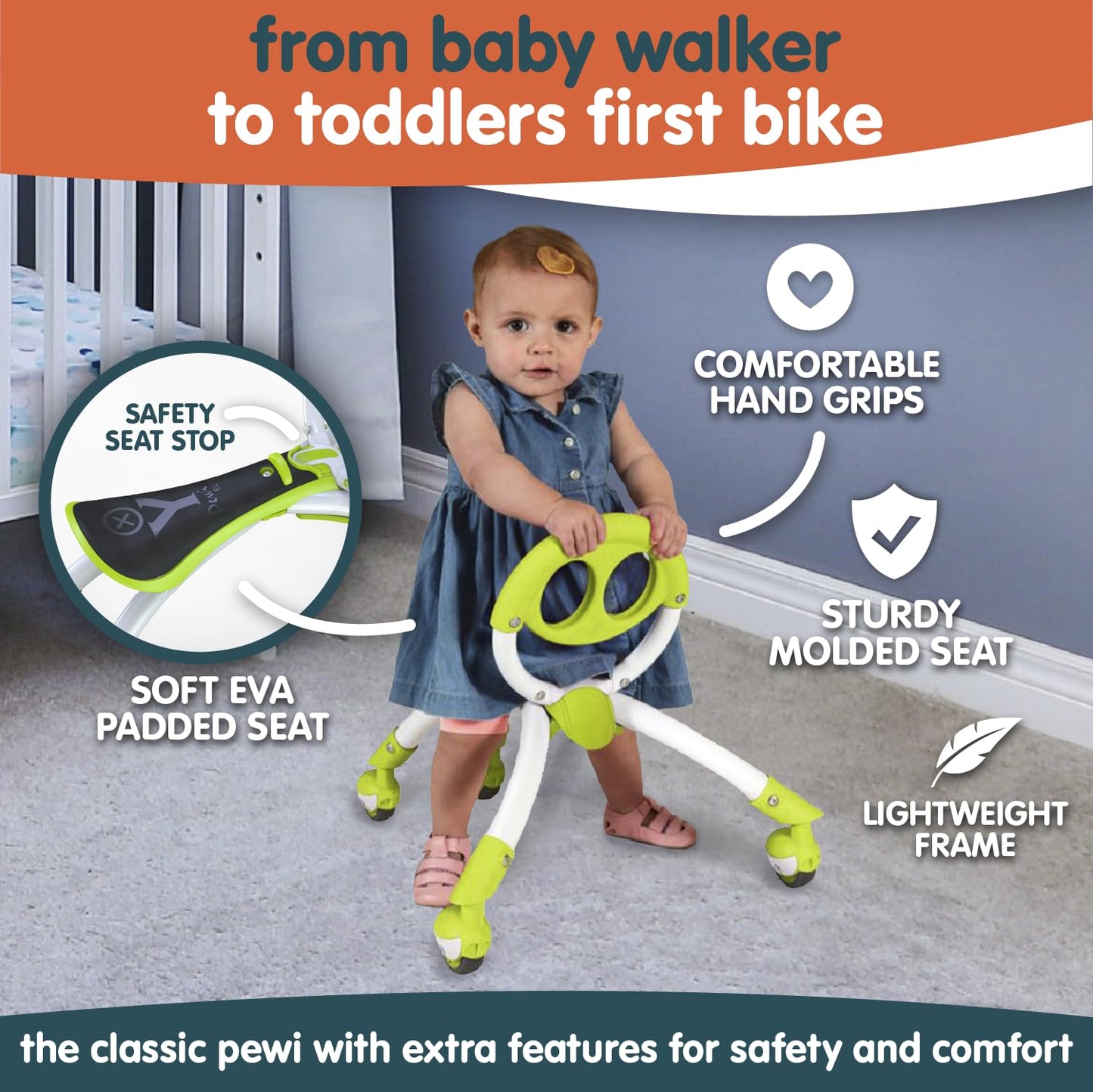 YBIKE Pewi Elite Ride-On Toy Bike, Green, One Size, Model YPIW6