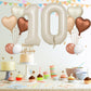 Biapian 40 Inch Cream Number 10 Balloons, 8Pcs Large Foil Number 1 & 0 Balloons With 18'' Cream White Heart Balloon Helium For 1