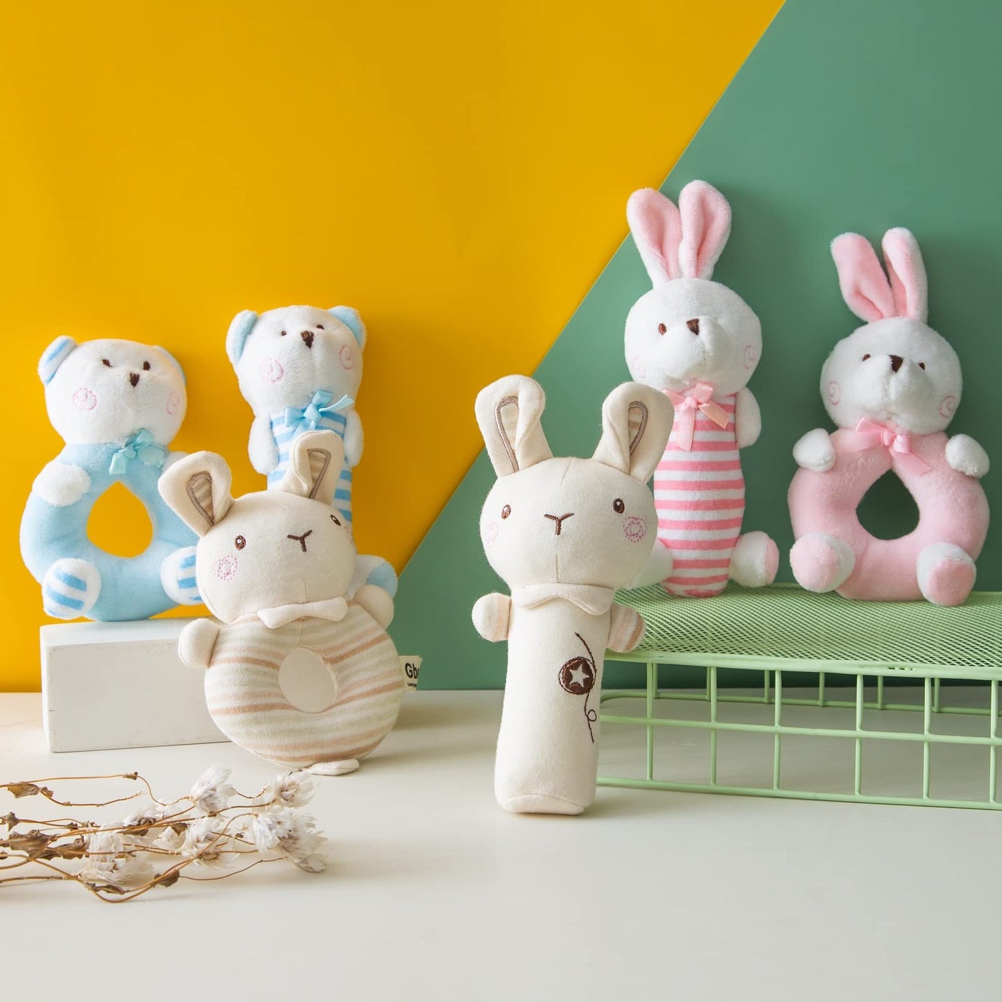 Plush Baby Soft Rattle Toys, Blue Bear Baby Rattles For Infants Baby First Stuffed Animal Plush Rattle Shaker Set For Newborns S