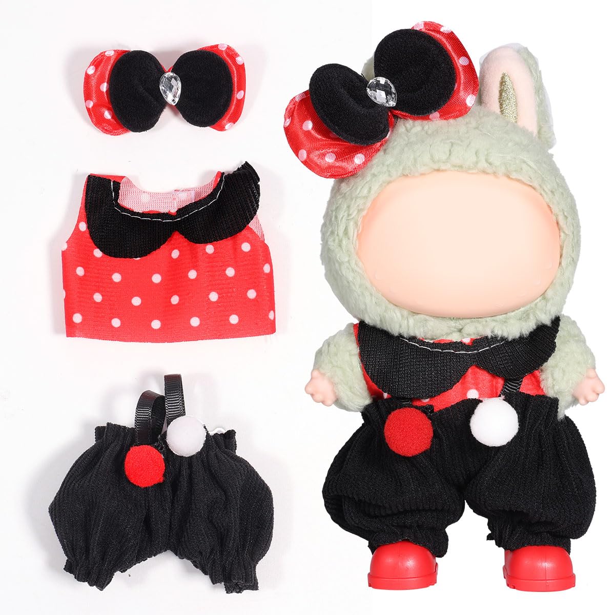 AICase for La bubu Clothes/for La bubu Outfits Clothes Set for 17cm Lububu Doll 3 Piece Set Hat Clothing for LA BUBU  Boys and Girls Stylish Adorable Dolls Clothes Accessories (No Doll)_09