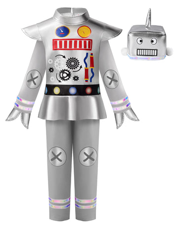 Relibeauty Robot Costume For Kids Toddler Boys Costume Toddler,4T-4/110 Silver