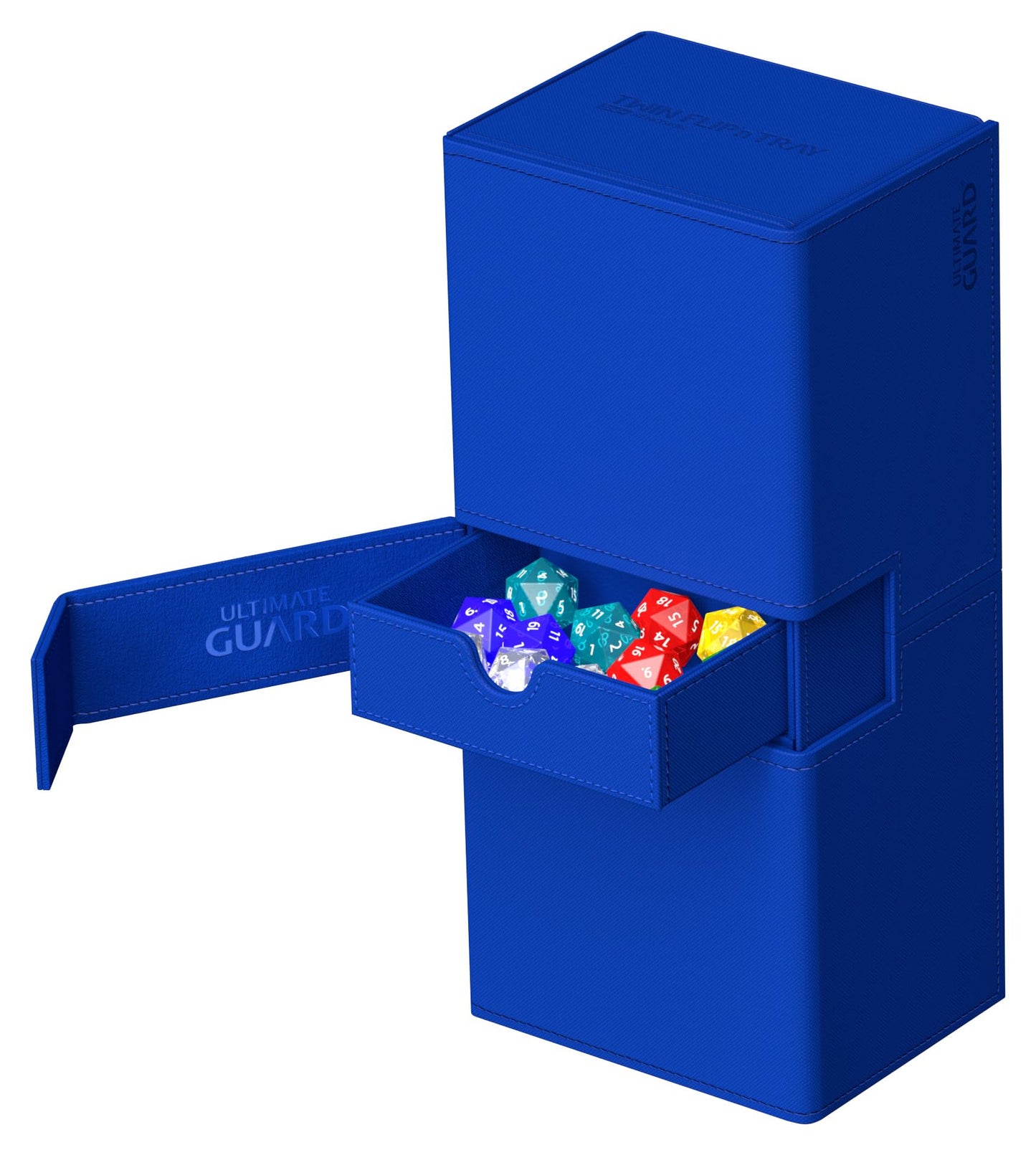 Ultimate Guard Twin Flip'N'Tray 266+, Deck Case For 266 Double-Sleeved Tcg Cards + Dice Tray, Blue, Independent Magnetic Closure
