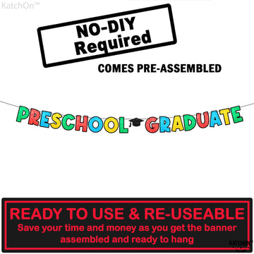 Katchon, Glitter Preschool Graduation Banner - 10 Feet, No Diy | Preschool Graduation Sign For Preschool Graduation Decorations Class Of 2024 | Vpk Graduation Decorations | Prek Graduation Decorations