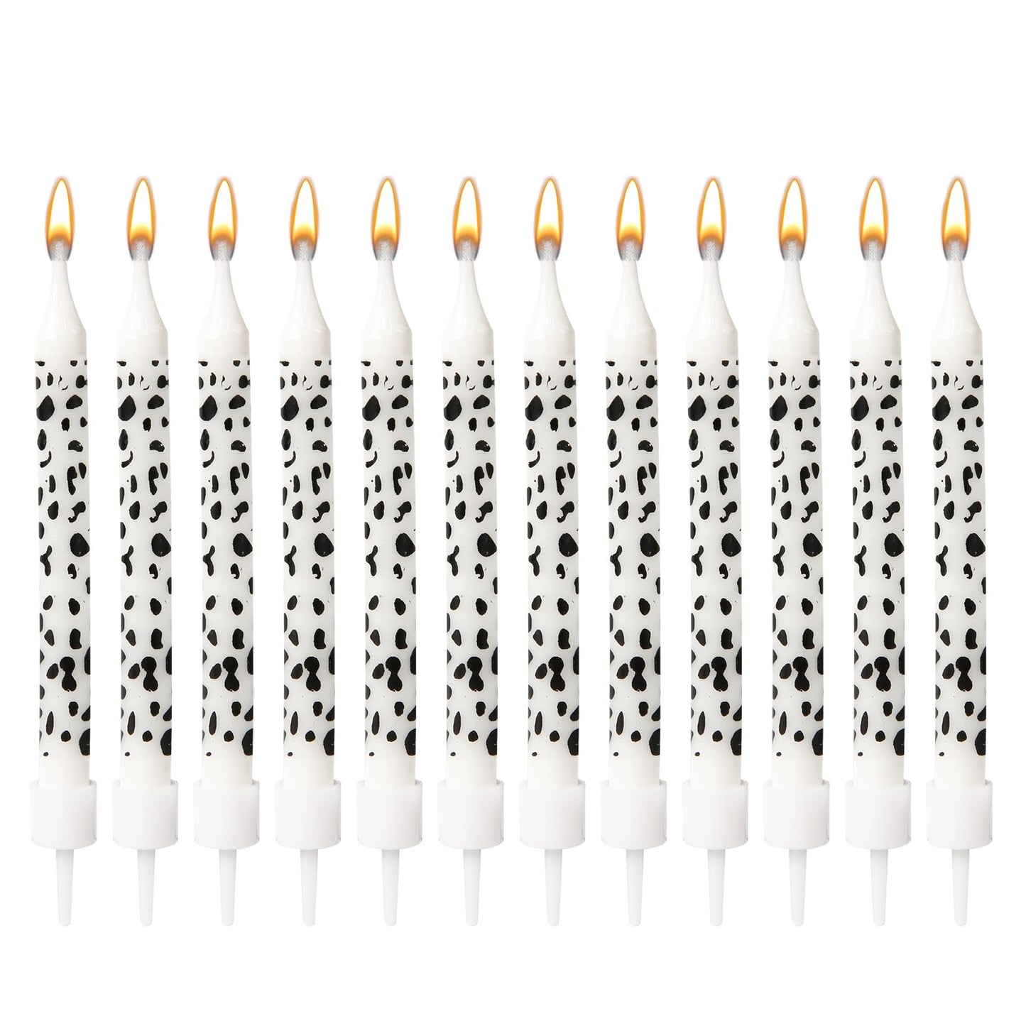 12pcs Cow Candles, Cow Print Cake Topper Birthday Party Candles Cake Decorations Baby Shower Birthday Farm Animal Theme for Girl