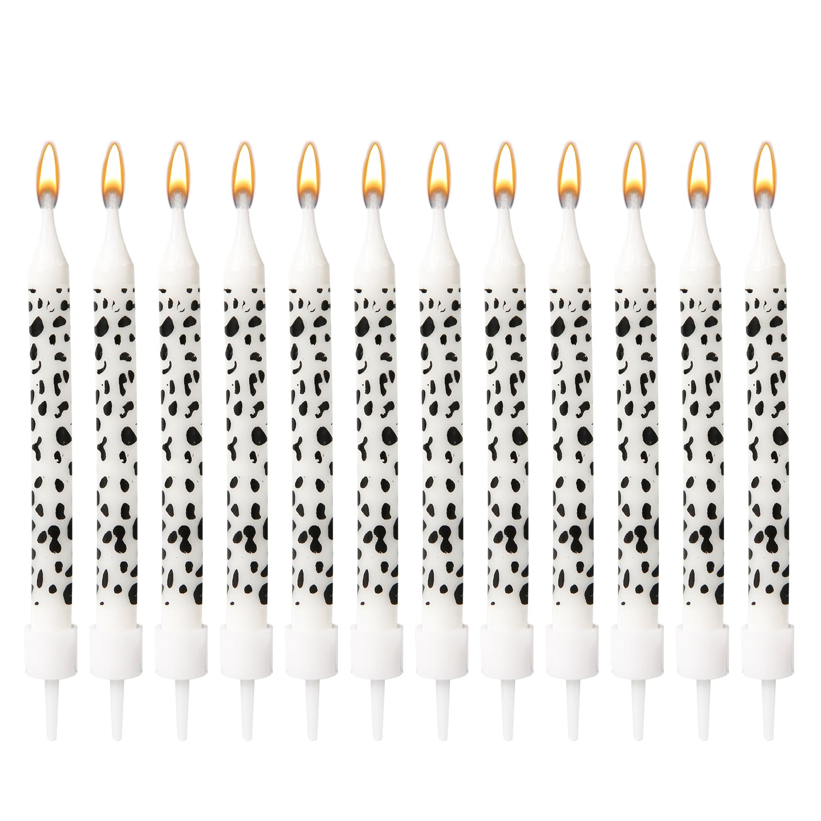 12pcs Cow Candles, Cow Print Cake Topper Birthday Party Candles Cake Decorations Baby Shower Birthday Farm Animal Theme for Girl