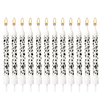 12pcs Cow Candles, Cow Print Cake Topper Birthday Party Candles Cake Decorations Baby Shower Birthday Farm Animal Theme for Girl