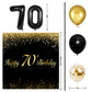 Happy 70Th Birthday Balloons Black Set Decor - Cheers To 70 Years Old Party Theme Garland Banner Backdrop Decorations For Women