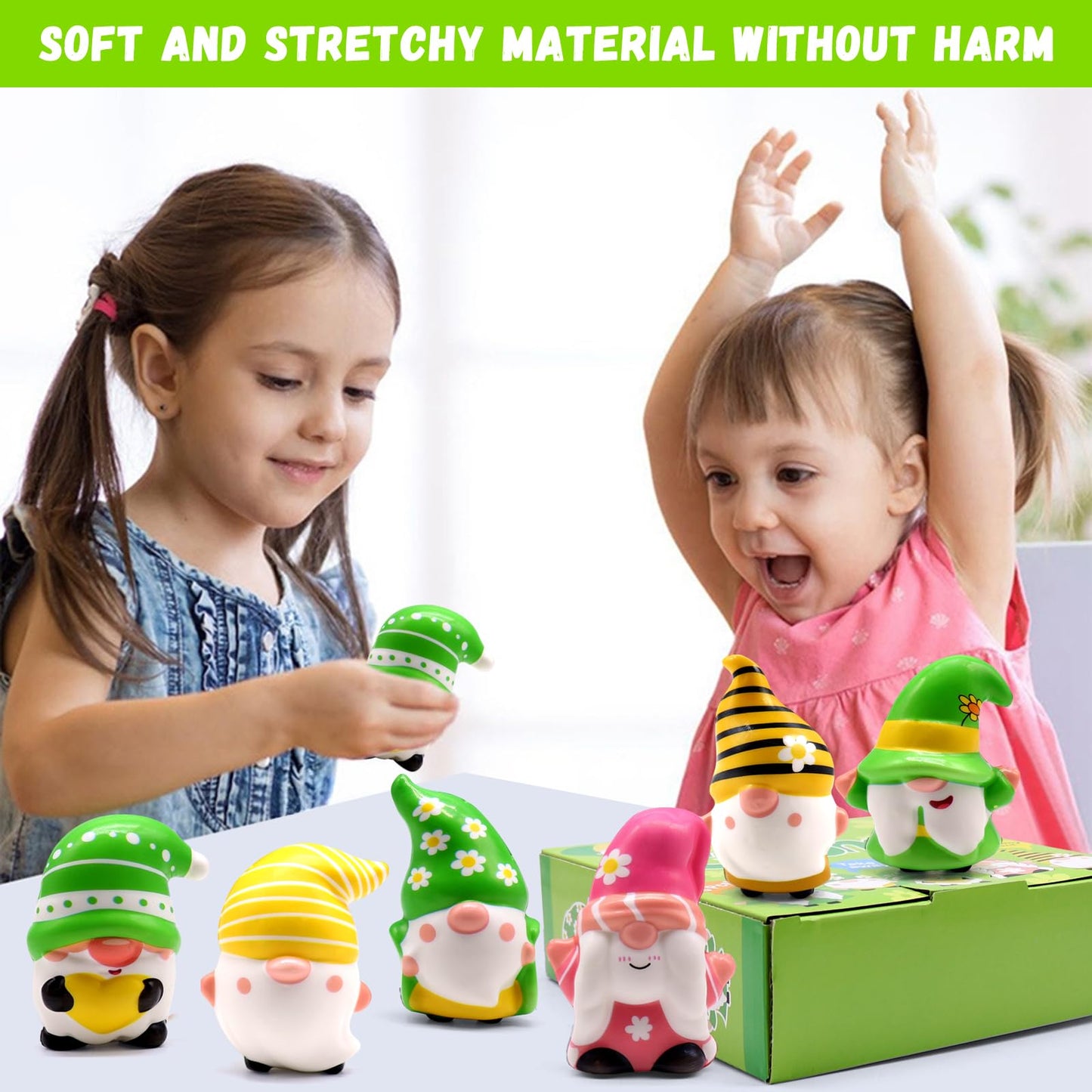 Joinbo 6 Pack Gnomes Squishies Toys Slow Rising Stress Relief Super Soft Squeeze Kawaii Cute Basket Stuffers Gifts For Kids,Boys