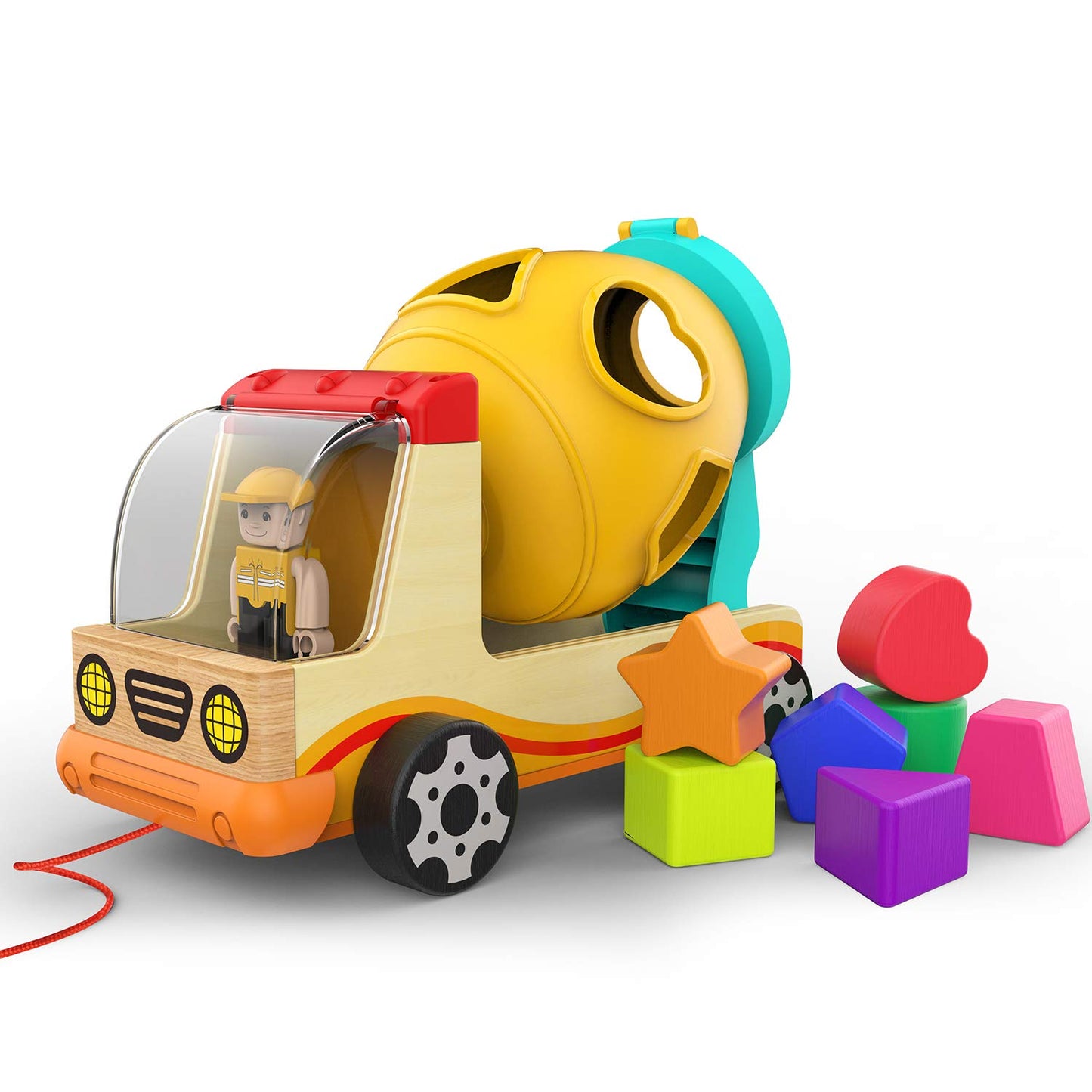 TOP BRIGHT Wooden Shape Sorter Toy for Toddlers - Multi-Color, Medium Size, Ideal for Learning and Matching, Model ID20308