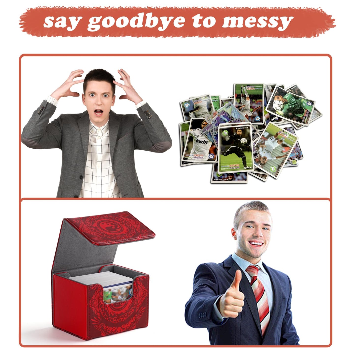 Deck Box for MTG Cards  Trading Commander Deck Case Holds 120+ Sleeved Cards  PU Leather Magnetic Collectible Card Storage Box Fits for TCG Magic Card (Red)