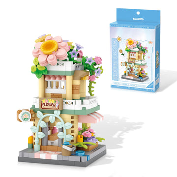 Flower Shop Mini Building Block Set, Pink Blossom House Building Kits, Compatible With Lego Sets, Creative Diy Project Toys For