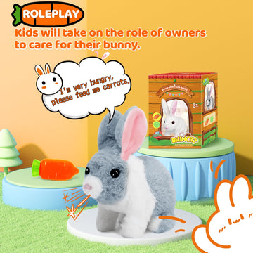 Bilinott Bunny Toys For Kids, Realistic Rabbit Toys With Jumping Action, Wiggling Ears, Twitching Mouth And Nose, Ideal Easter G