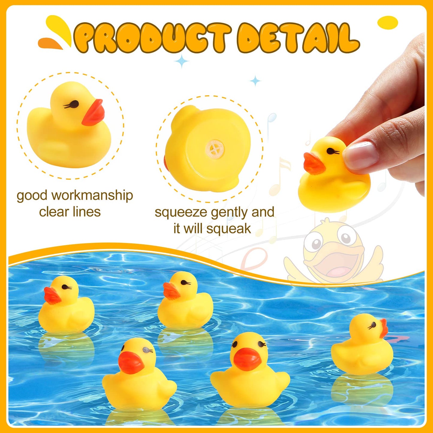 200 Pcs Mini Rubber Ducks in Bulk Yellow Tiny Baby Shower Ducks Float Squeak Bathtub Duckies Preschool Bath Toy for Birthday Party Gift(1.57 x 1.57 x 1.18 Inch Yellow)
