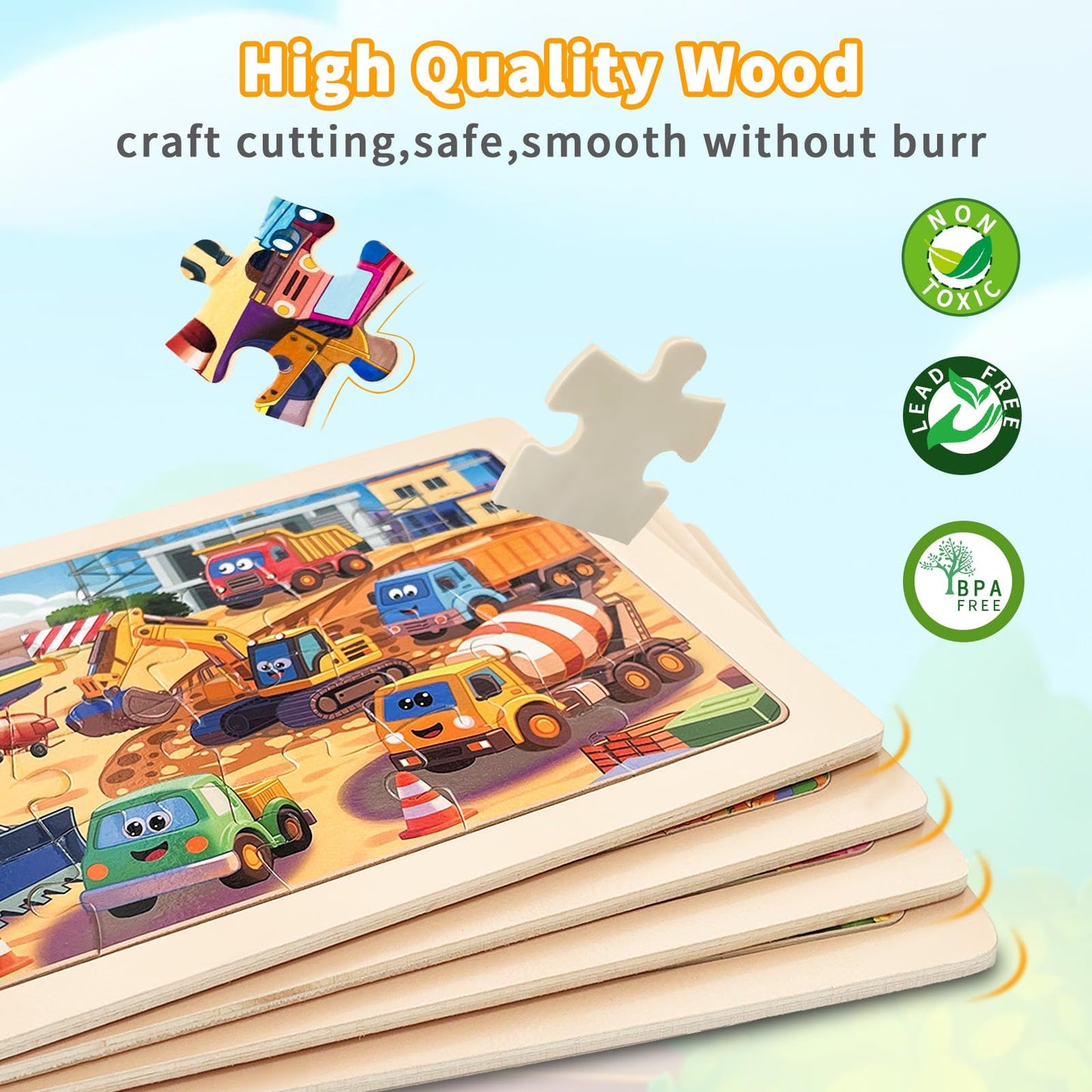 Wooden Puzzles for Kids Ages 4-6  4 Packs 24 PCs Jigsaw Puzzles Preschool Educational Toys Gifts for Children Ages 3-8  Kids Puzzle for 3+ Year Olds Boys Girls