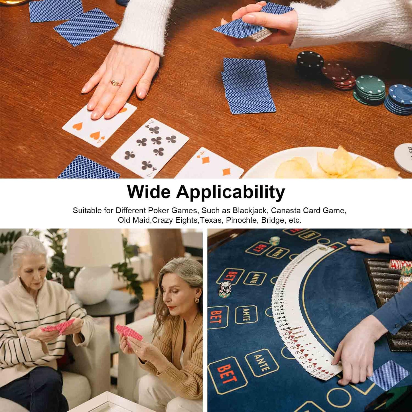 Wugauwor Plastic Waterproof Playing Cards,2 Decks,Red And Blue,Premium Professional Poker Cards,Bridge Cards,Standard Index For