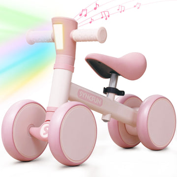 Syncfun Led Baby Balance Bike With Music For 1-2 Year Old Boys Girls, Balance Bike With Lights & Sounds, Mini Baby Balance Bike