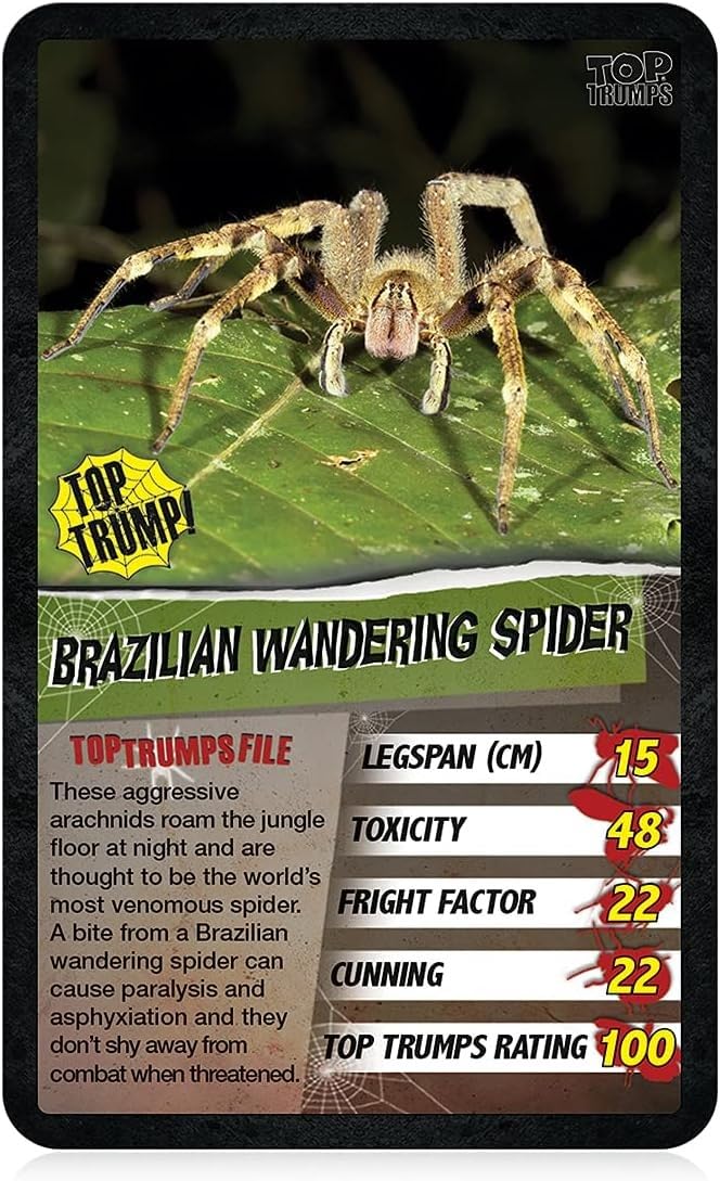 Top Trumps Spiders Card Game - Educational Fun for Ages 6+, Multicolor, Plastic, Model WM01602-EN1-6