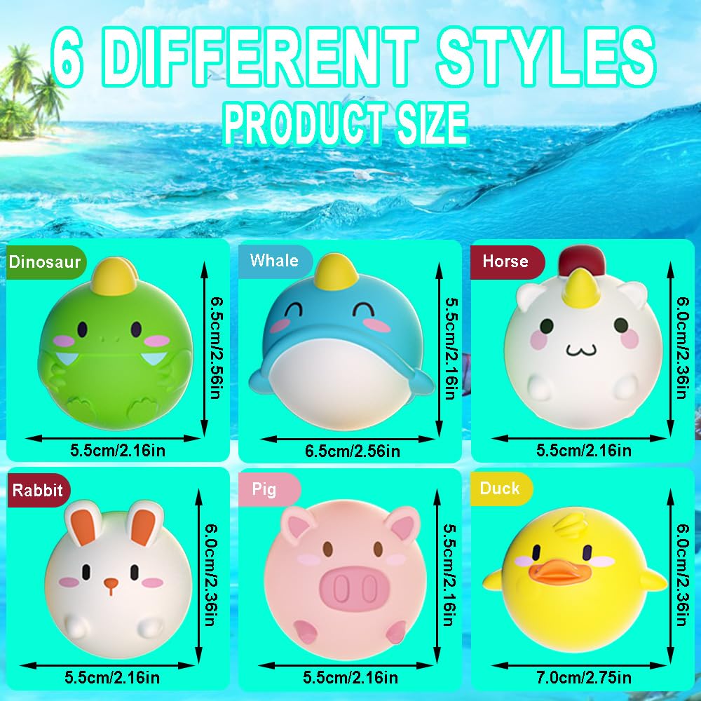 Light Up Bath Toys Toddler No Hole Bath Tub Toys For Baby 6-12 Months Baby Toys 12-18 Months 6Pcs Animal Floating Bathtub Toys F